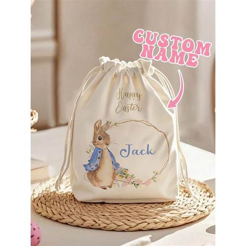 Easter Bag, Personalised Easter bunny and egg hunt gift bag,