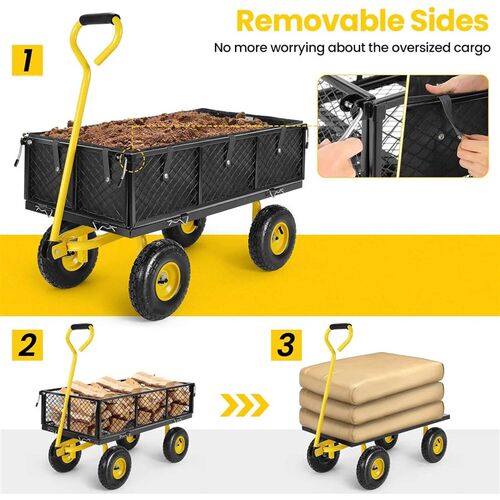 Garden Cart 880Lb Heavy Duty Garden Wagon Mesh Foldable Gard
