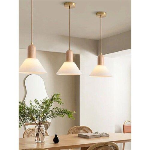 Wood Glass Pendant Light E27 Lighting Fixture Home Decor