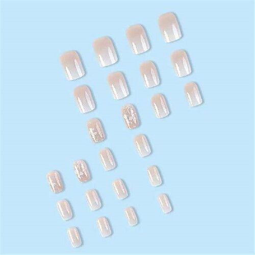 Square Head French Fake Nails Waterproof Full Cover