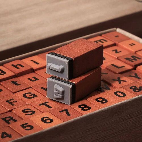 70 Pcs Alphabet Stamps Vintage Wooden Rubber Letter Number S