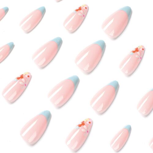 Wearable Nail Wear Armor French Style Blue Edge Flower Nail