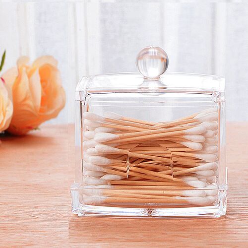 Acrylic Makeup Organizer Cotton Swabs Qtip Container Cosmeti