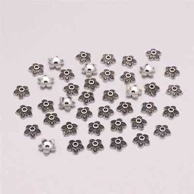 DIY Accessory Materials Retro Bead Caps with Five Petals Flo