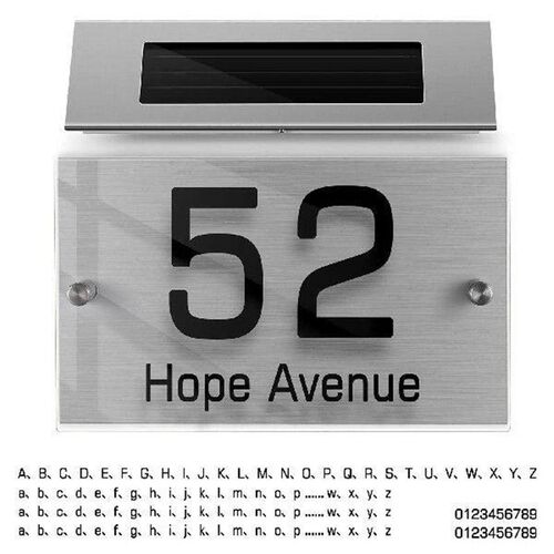Solar Modern Door Plaque House Number Address Light outside
