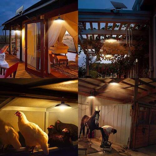 Solar Pendant Light Outdoor Waterproof LED Lamp Double-head