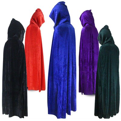 Jubah Beludru Halloween Dewasa Jubah Pertengahan Bertudung K