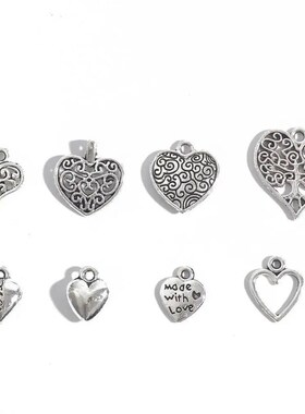 10-50pcs Antique Charms Hollow Lovely Heart Silver Color Pen