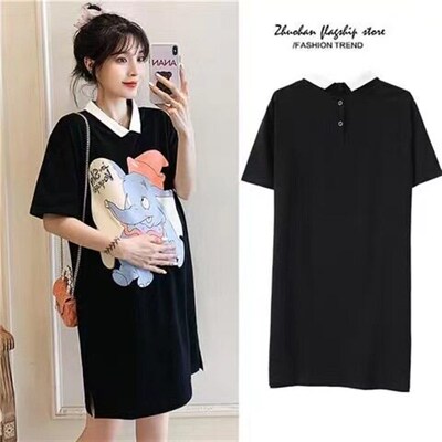 Pregnant women summer dress new fashion loose POLO collar ag