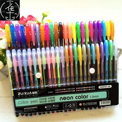 24 36 48 color Gel Pen Set Refills Metallic Pastel Neon Gli