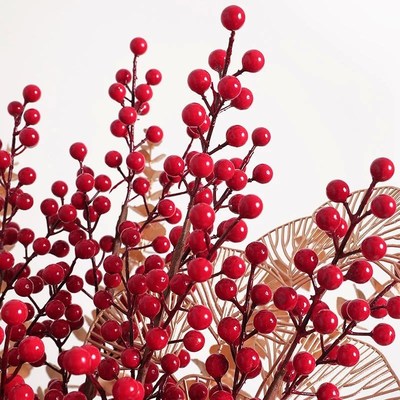 Artificial Red Berry Flowers Bouquet Fake Plant for Home Vas