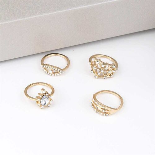 A2169 new ring fashion simple diamond eye drop geometric 4-p