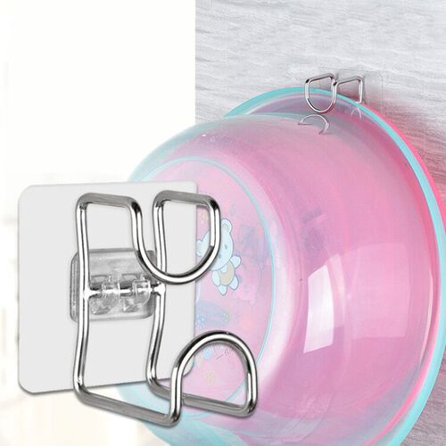Self-adhesive Hooks Wall Mounted Washbasin Storage Hooks Hol
