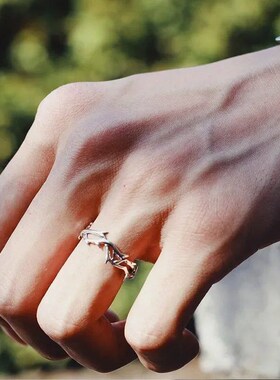 Vintage Goth Thorny Rose Couple Rings for Men Women Charm Ir