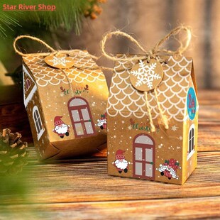 Christmas Gingerbread House Candy Box Kraft Paper Packaging