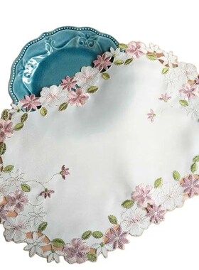 Luxury flowers table place mat cloth embroidery tea coaster