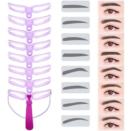 8 In 1 Reusable Eyebrow Stencil Eyebrow Shaper Brow Stamp Te