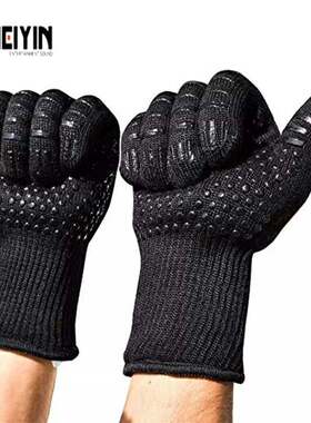 2片heat Resistant BBQ grill Gloves Cooking Baking Oven Mitts