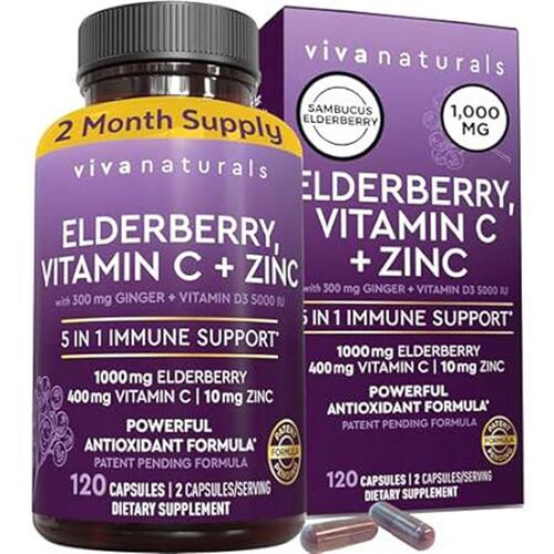 Viva Naturals Elderberry with Vitamin C and Zinc for Adul