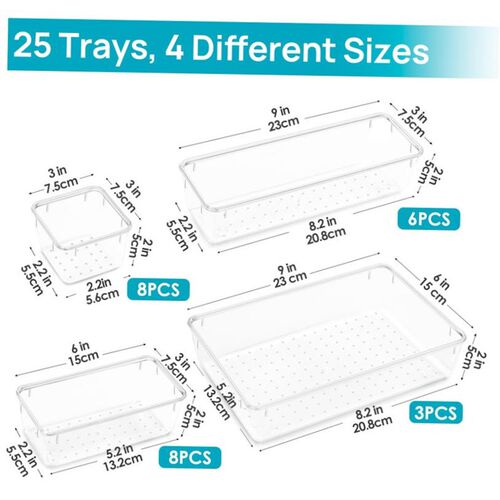 25pcs Plastic storage box set Cubes Drawer Organizer Makeup