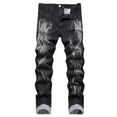 Mens 3D Printed Stretch Jeans Fashionable Patterns Casual Sl
