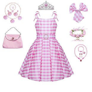 New Movie Pink Dress for Girls Halloween Carnival Barbi Prin
