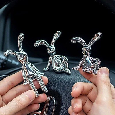 2PC Long-Eared Rabbit Ornaments y Statue Cartoon Accessories