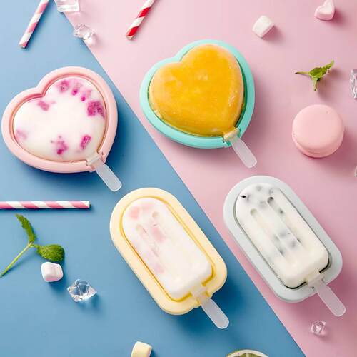 Silicone Ice Cream Cube Mould with Lid Sticks DIY Handmade