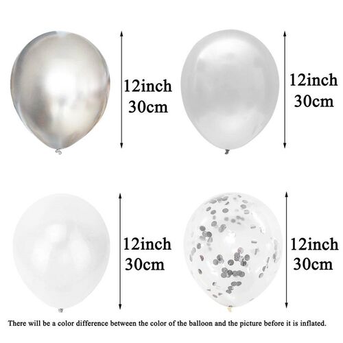 40pcs 12inch Silver Mixed Confetti Latex Balloons Boy Girl B