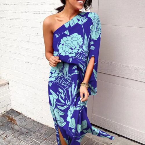 Beach One Piece Summer Dresses 2023 Women Loose Shoulder Wai