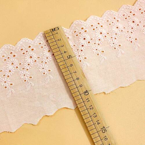 1Y Flower Hollow 11CM Wide Cotton Cloth Lace Trim Fabric Clo