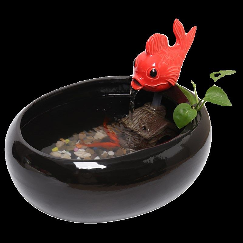 创意陶瓷流水招财摆件中型微景流水鱼缸桌面加湿器宠物猫咪饮水机,家居饰品,流水摆件,淘宝优惠券,粉丝福利购,淘宝优惠卷