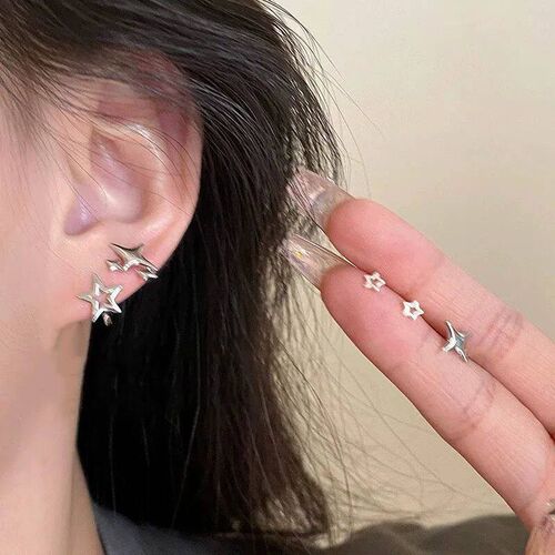 2023 rend Silver Color Plated Hollow Star Hoop Earring For W