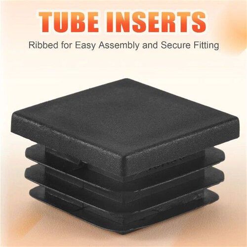 24 Pcs 30mm x 30mm Plastic Ribbed Square End Caps Tube