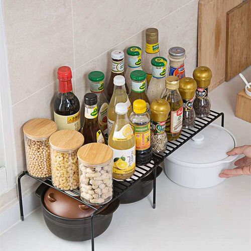 Retractable Kitchen Seasoning Storage Rack Wrought Iron Cabi