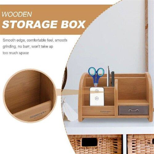 Diy Pen Holder Box Desk Pen Pencil Organizer Wooden Desk