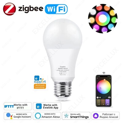 Smart WiFi Zigbee LED Light Bulbs 15W 18W Dimmable E27 RGB+W