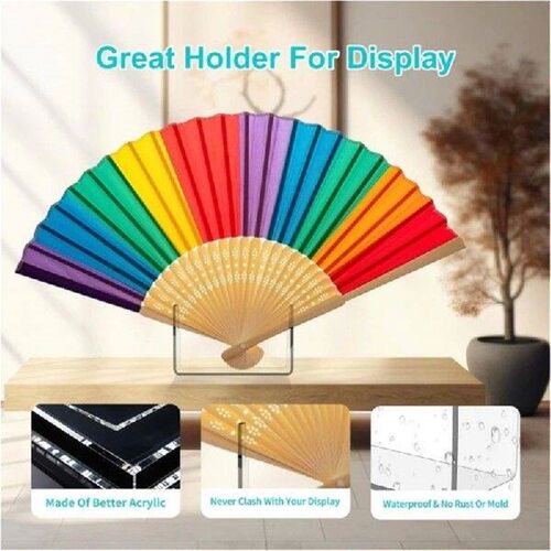 Transparent Acrylic Folding Fan Stand Clear Handheld Fan