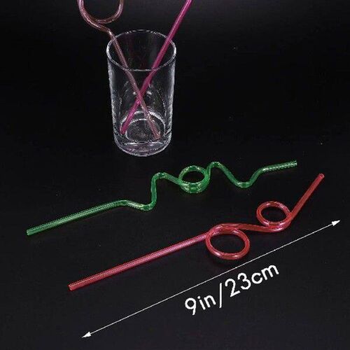 AWAH Crazy Loop Straws, (Pack Of 50) Crazy Silly Colorful