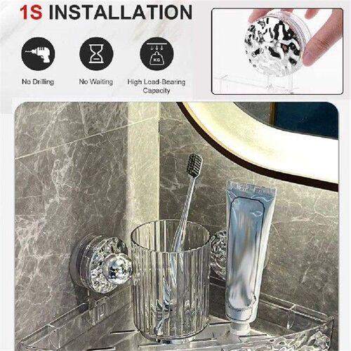 Suction Corner Shower Caddy Waterproof Adhesive Bathroom