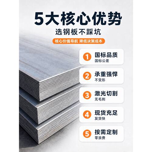 钢板铁板正方形钢板5mm厚10mm厚花纹板激光零切割加工预埋件