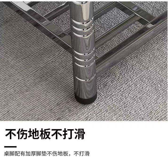 不锈钢烤火长方形多功几能折叠吃饭桌子家茶餐桌钢用玻璃化985加