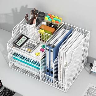 办公桌置物架金属文架件文纳架办公用985品文件收纳盒件桌上书立