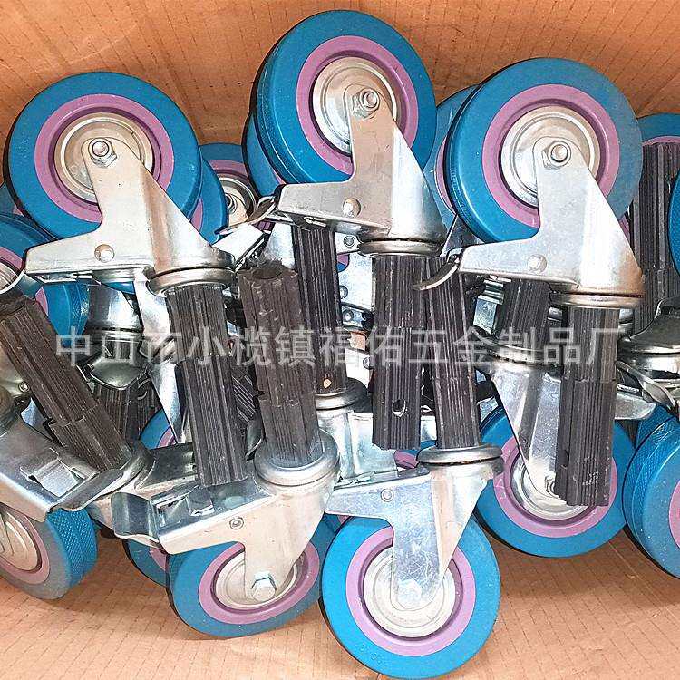4寸5寸脚轮餐车万向轮灰色PVC丝牙万向脚轮带刹车工业推车灰胶轮