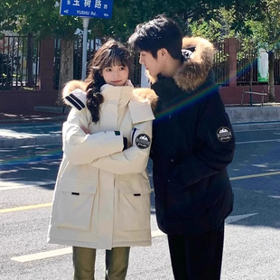 美式复古大毛领工装羽绒棉服外套女冬季加厚设计感小众棉衣棉袄潮