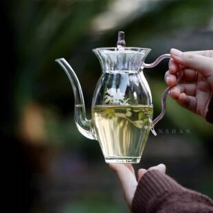 中式水仙壶耐热高硼硅玻璃仿生壶小清新家用手执壶绿茶壶冷泡茶壶