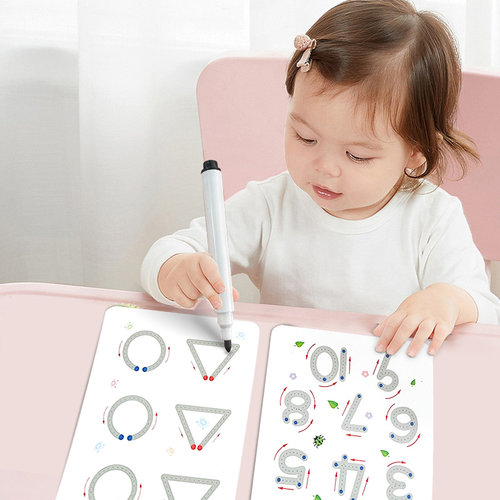 控笔训练幼儿数字描红本儿童练字帖可擦写笔控练习涂色5画画绘本