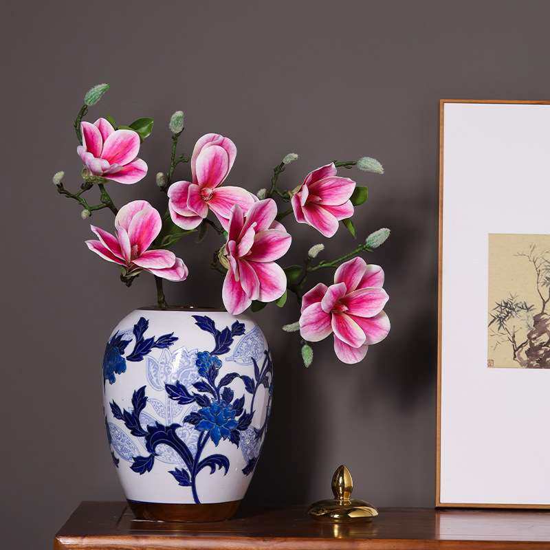 新中式格调青花瓷花瓶描金花瓶储物罐陶瓷客厅插花茶几装饰品摆件,3C数码配件,其它配件,淘宝优惠券,粉丝福利购,淘宝优惠卷