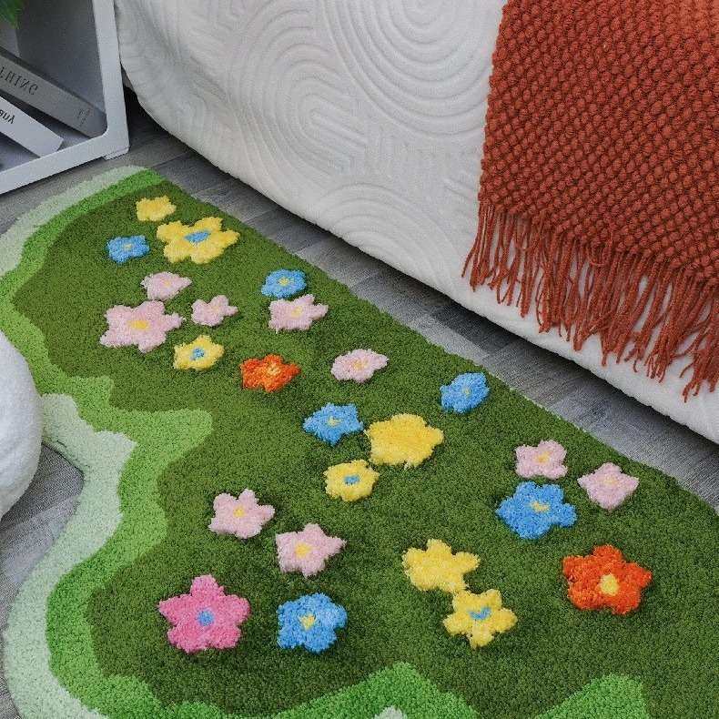 小清新植物花卉地毯隔凉防滑卧室床边地毯耐脏吸水植绒客厅,3C数码配件,其它配件,淘宝优惠券,粉丝福利购,淘宝优惠卷