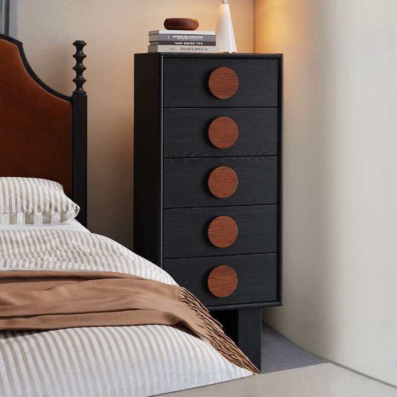 复古风五斗柜超窄高款靠墙黑色实木小户型客厅沙发卧室收纳床边柜,3C数码配件,其它配件,淘宝优惠券,粉丝福利购,淘宝优惠卷